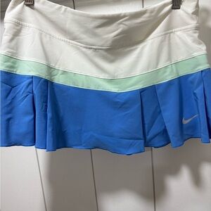 Nike Womens White Blue Woven Pleated Tennis Golf Skort Size Medium